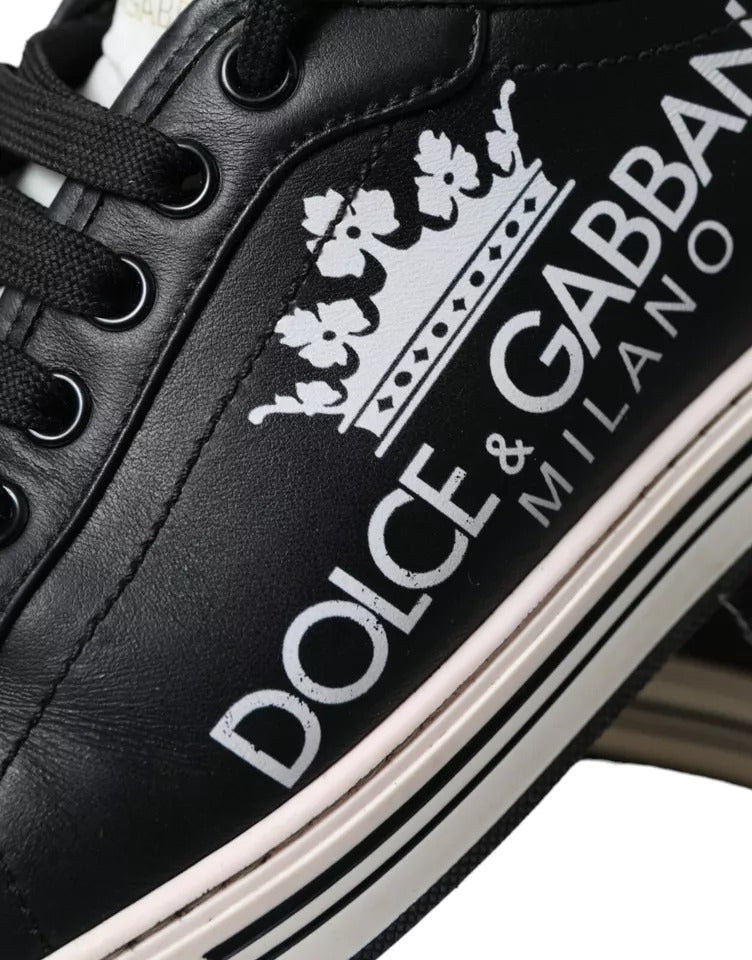 Dolce & Gabbana Black Leather Crown Milano Men Sneakers Shoes - SMARTMARTNZ
