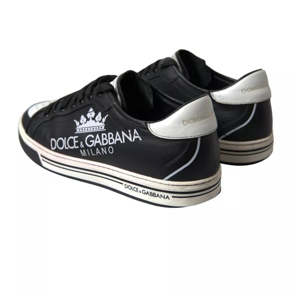 Dolce & Gabbana Black Leather Crown Milano Men Sneakers Shoes - SMARTMARTNZ