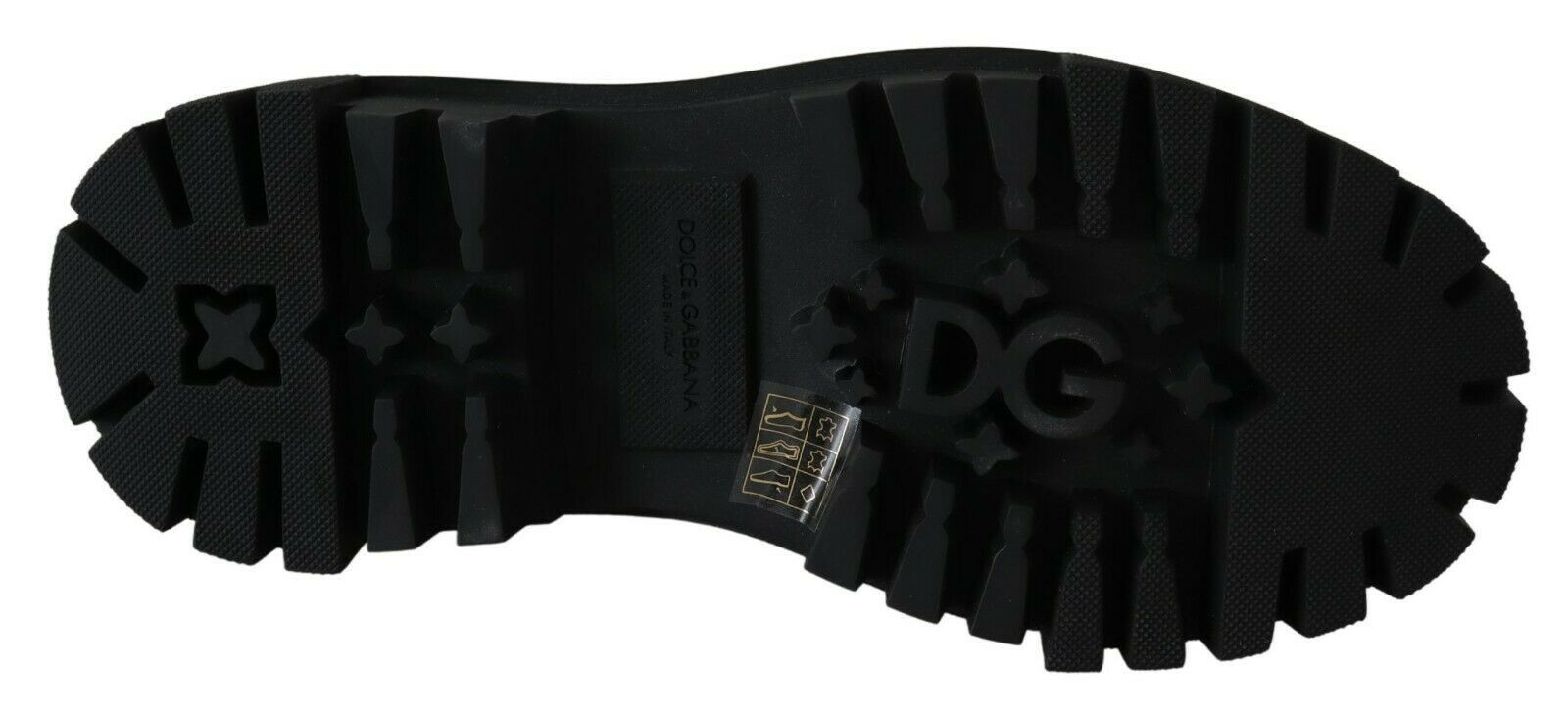 Dolce & Gabbana Black Leather Crystal Combat Boots - SMARTMARTNZ