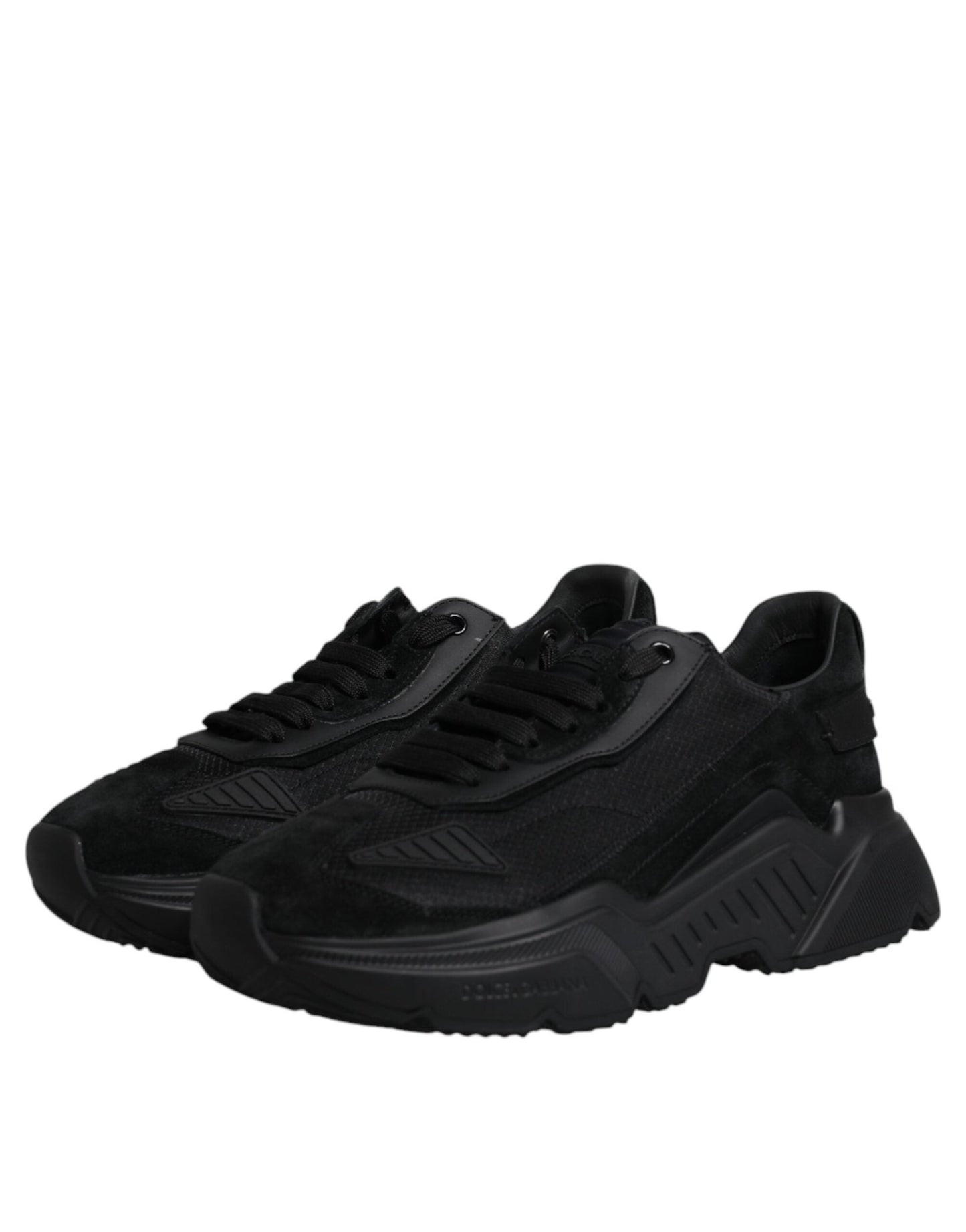 Dolce & Gabbana Black Leather Daymaster Low Top Sneakers Shoes - SMARTMARTNZ