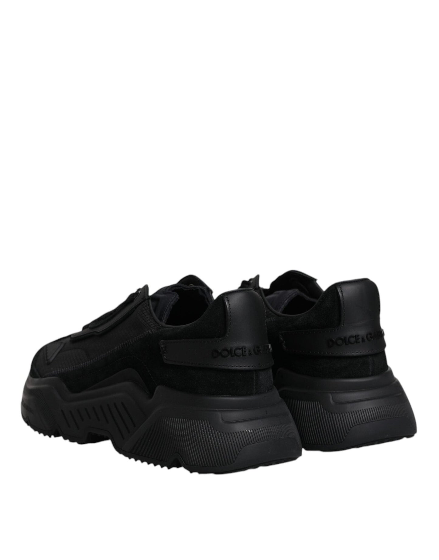 Dolce & Gabbana Black Leather Daymaster Low Top Sneakers Shoes - SMARTMARTNZ