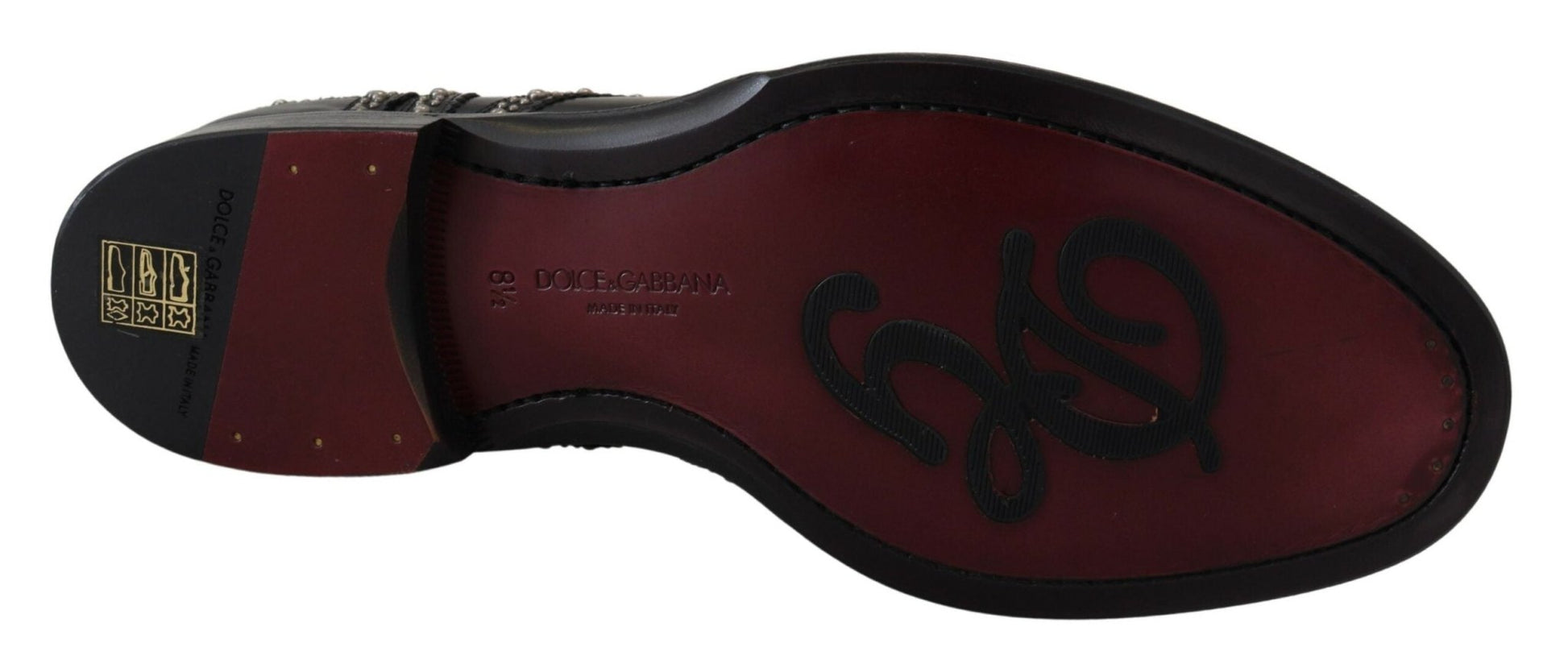 Dolce & Gabbana Black Leather Derby Dress Studded Shoes - SMARTMARTNZ
