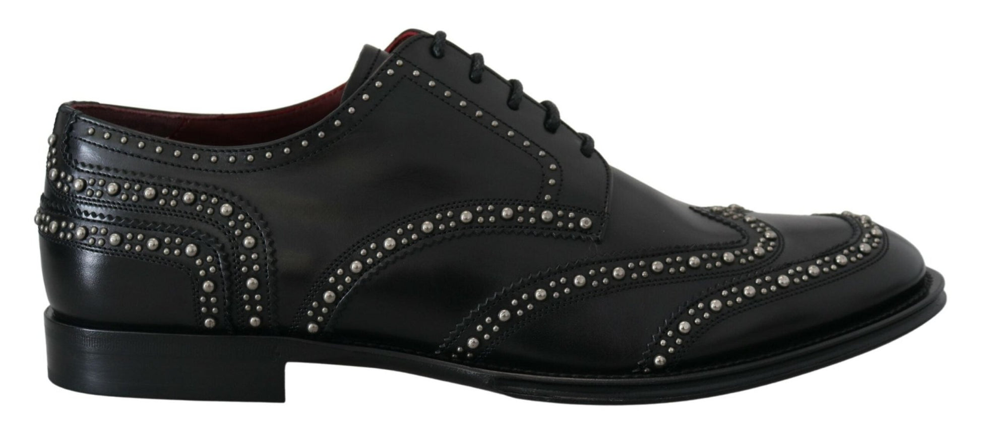 Dolce & Gabbana Black Leather Derby Dress Studded Shoes - SMARTMARTNZ