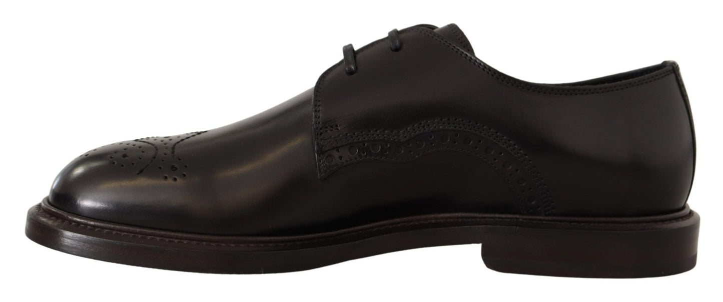 Dolce & Gabbana Black Leather Dress Formal Derby Shoes - SMARTMARTNZ