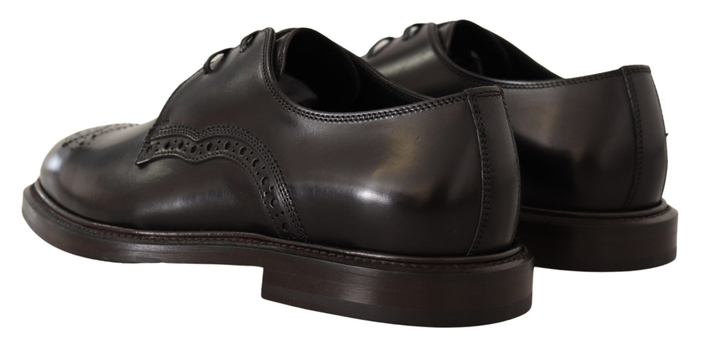 Dolce & Gabbana Black Leather Dress Formal Derby Shoes - SMARTMARTNZ
