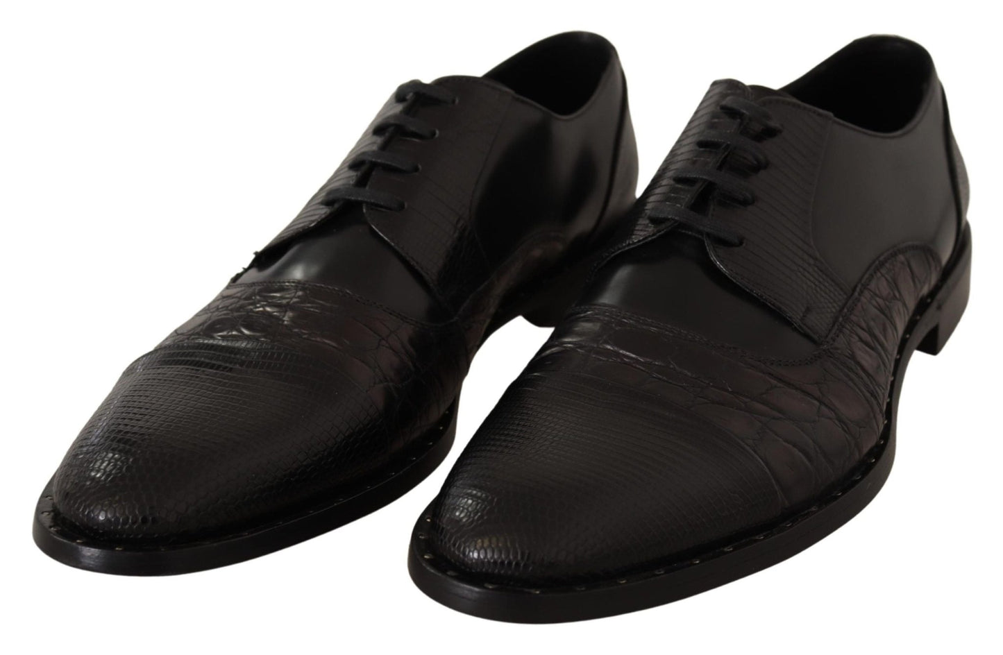 Dolce & Gabbana Black Leather Exotic Skins Formal Shoes - SMARTMARTNZ