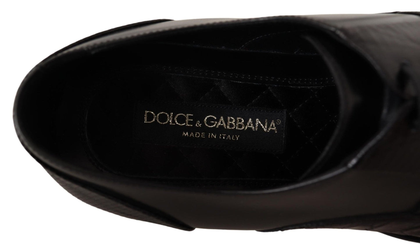Dolce & Gabbana Black Leather Exotic Skins Formal Shoes - SMARTMARTNZ