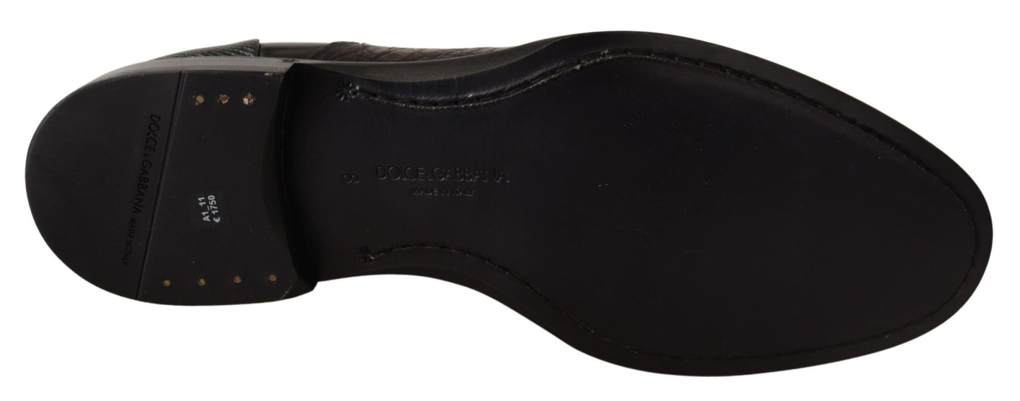 Dolce & Gabbana Black Leather Exotic Skins Formal Shoes - SMARTMARTNZ