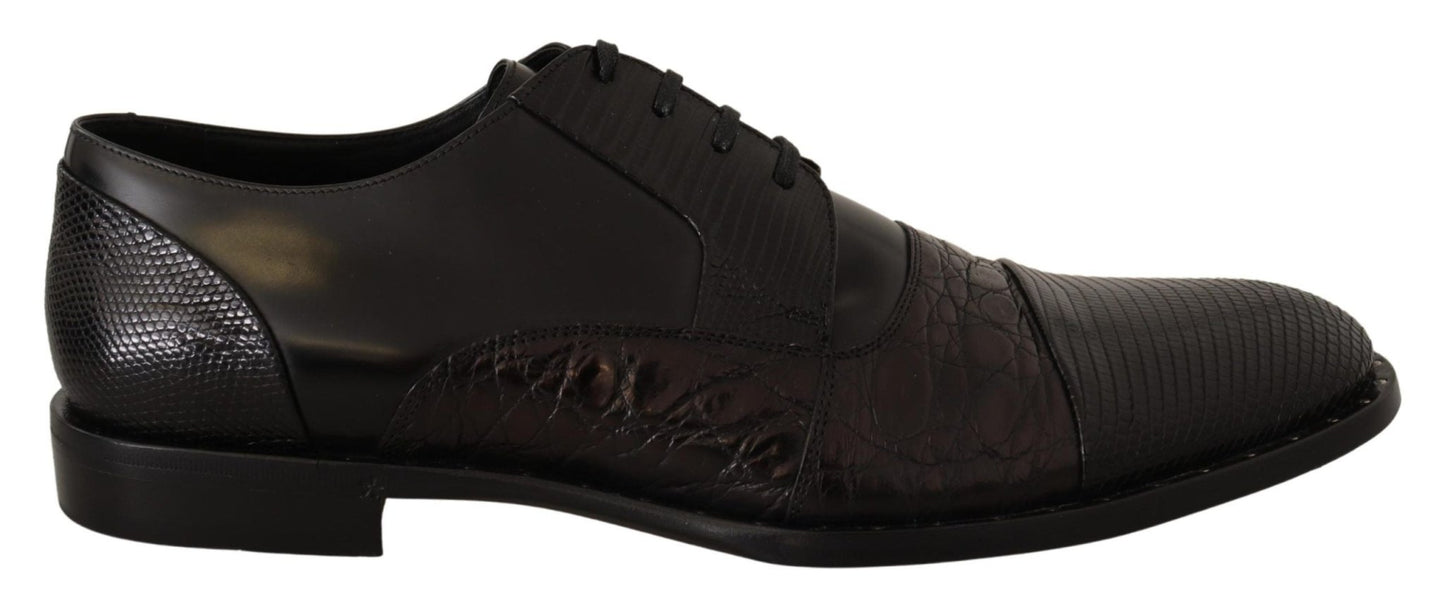 Dolce & Gabbana Black Leather Exotic Skins Formal Shoes - SMARTMARTNZ