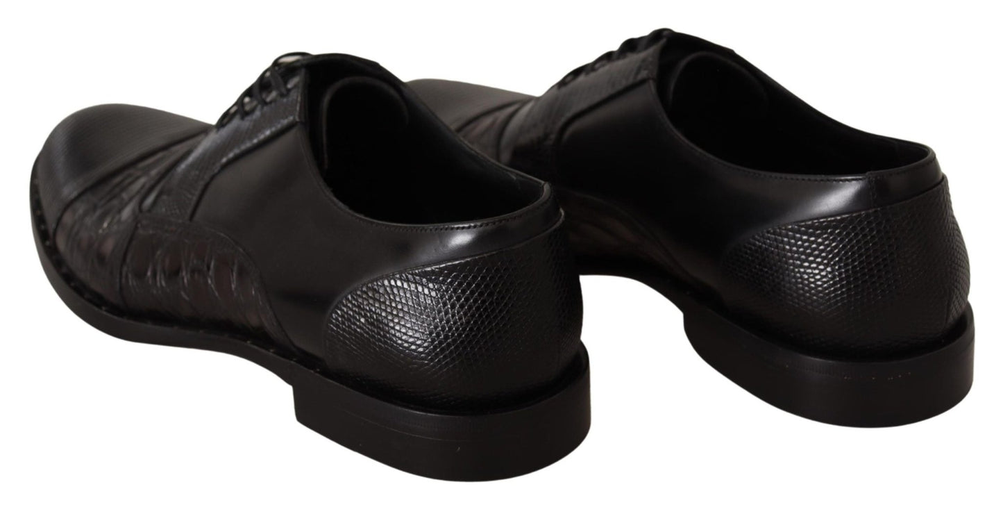 Dolce & Gabbana Black Leather Exotic Skins Formal Shoes - SMARTMARTNZ