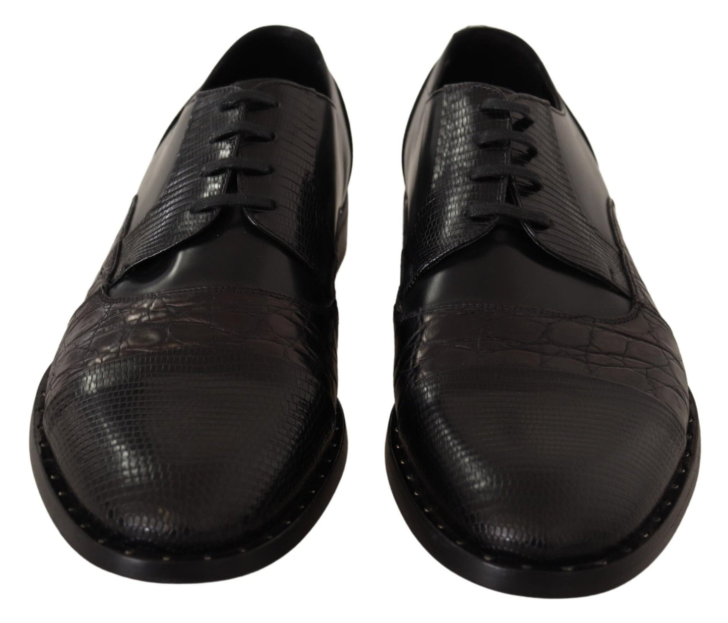 Dolce & Gabbana Black Leather Exotic Skins Formal Shoes - SMARTMARTNZ