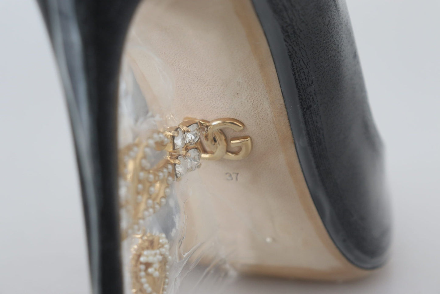 Dolce & Gabbana Black Leather Heels Pumps Plastic Wrapped Shoes - SMARTMARTNZ