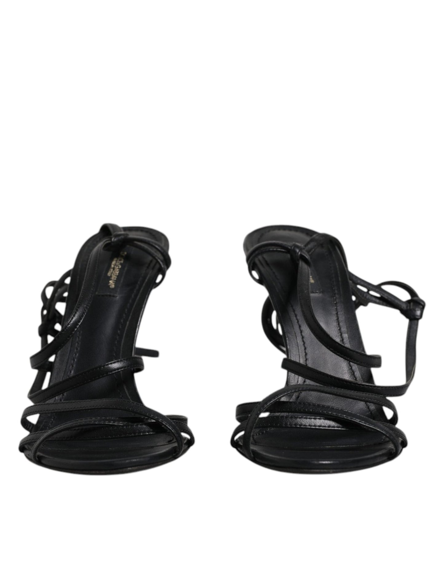 Dolce & Gabbana Black Leather High Heels Keira Sandals Shoes - SMARTMARTNZ