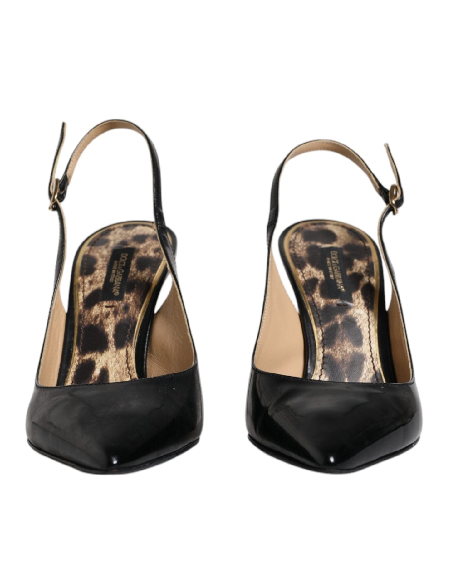 Dolce & Gabbana Black Leather High Heels Slingbacks Shoes - SMARTMARTNZ