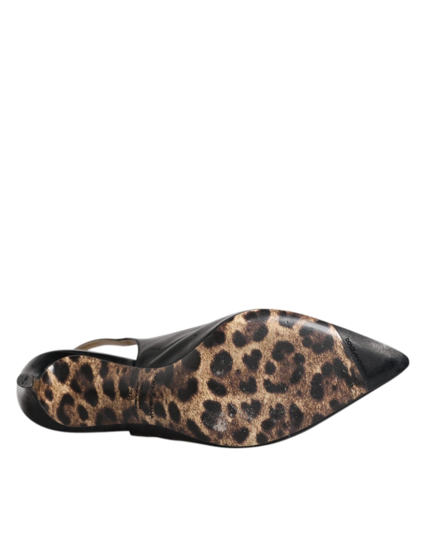 Dolce & Gabbana Black Leather High Heels Slingbacks Shoes - SMARTMARTNZ