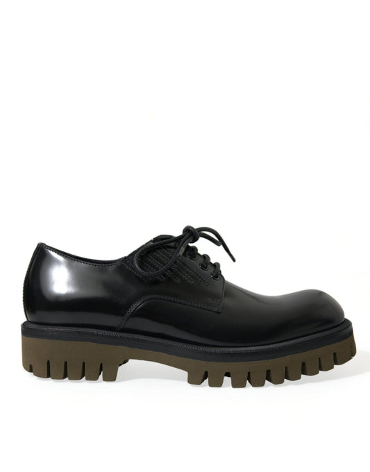 Dolce & Gabbana Black Leather Lace Up Derby Men Dress Shoes - SMARTMARTNZ