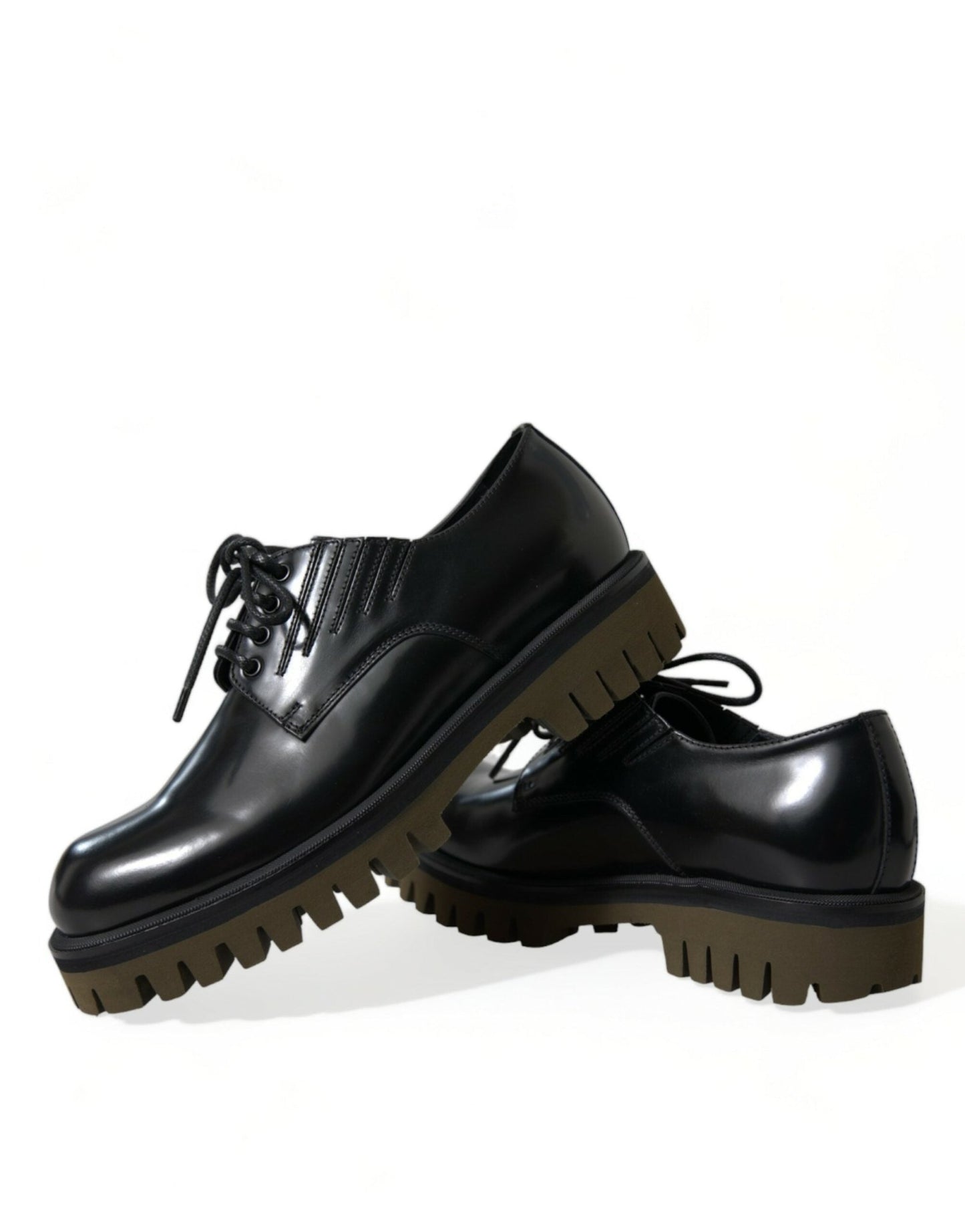 Dolce & Gabbana Black Leather Lace Up Derby Men Dress Shoes - SMARTMARTNZ