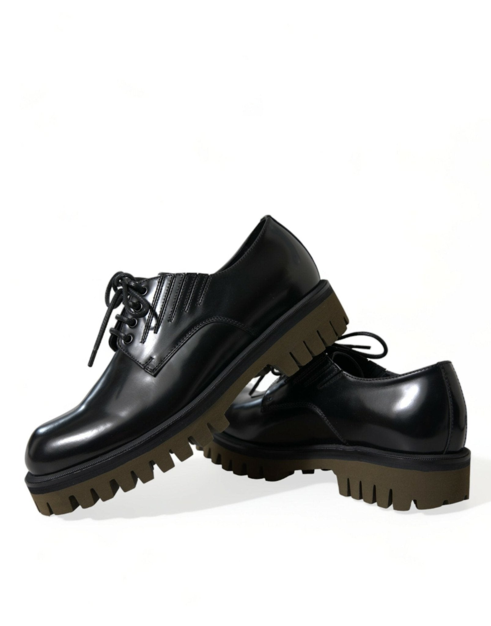 Dolce & Gabbana Black Leather Lace Up Derby Men Dress Shoes - SMARTMARTNZ