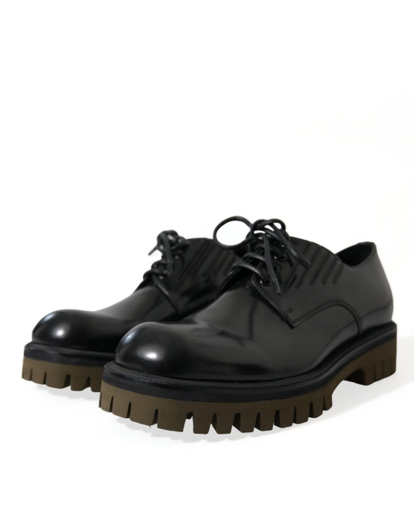 Dolce & Gabbana Black Leather Lace Up Derby Men Dress Shoes - SMARTMARTNZ