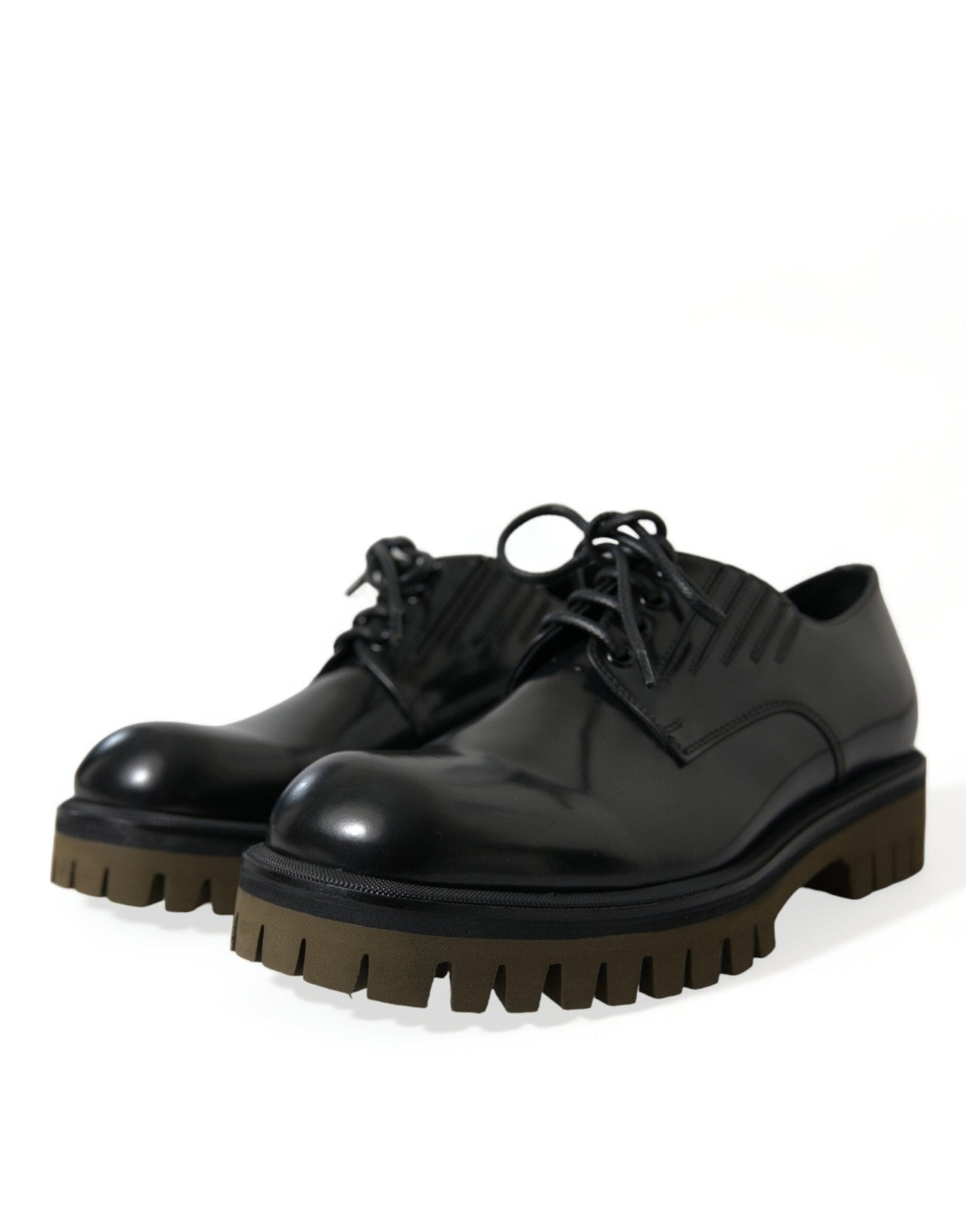 Dolce & Gabbana Black Leather Lace Up Derby Men Dress Shoes - SMARTMARTNZ