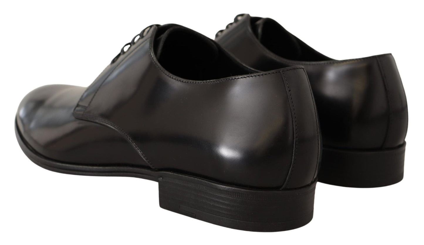 Dolce & Gabbana Black Leather Lace Up Men Dress Derby Shoes - SMARTMARTNZ