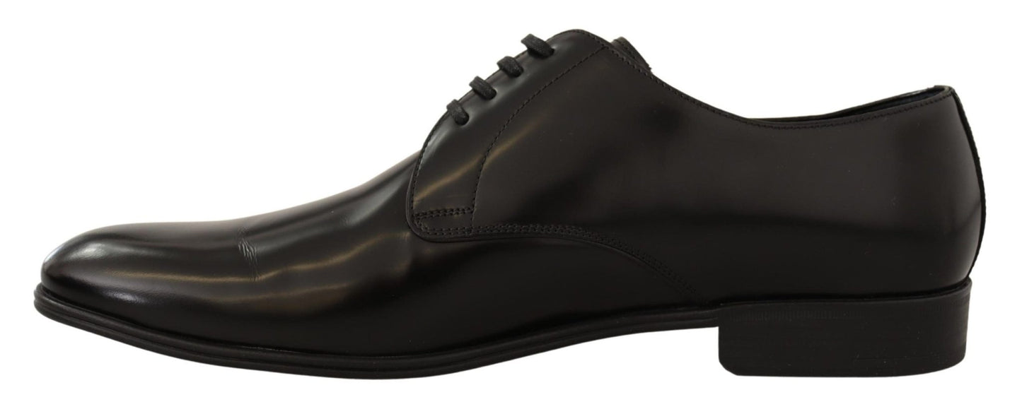 Dolce & Gabbana Black Leather Lace Up Men Dress Derby Shoes - SMARTMARTNZ