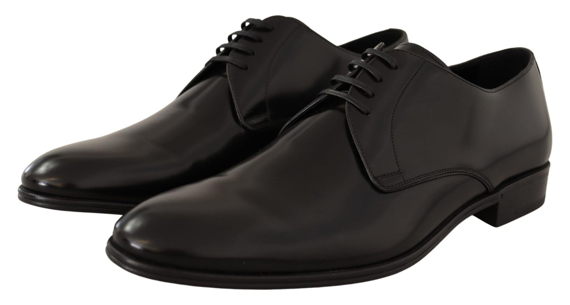 Dolce & Gabbana Black Leather Lace Up Men Dress Derby Shoes - SMARTMARTNZ