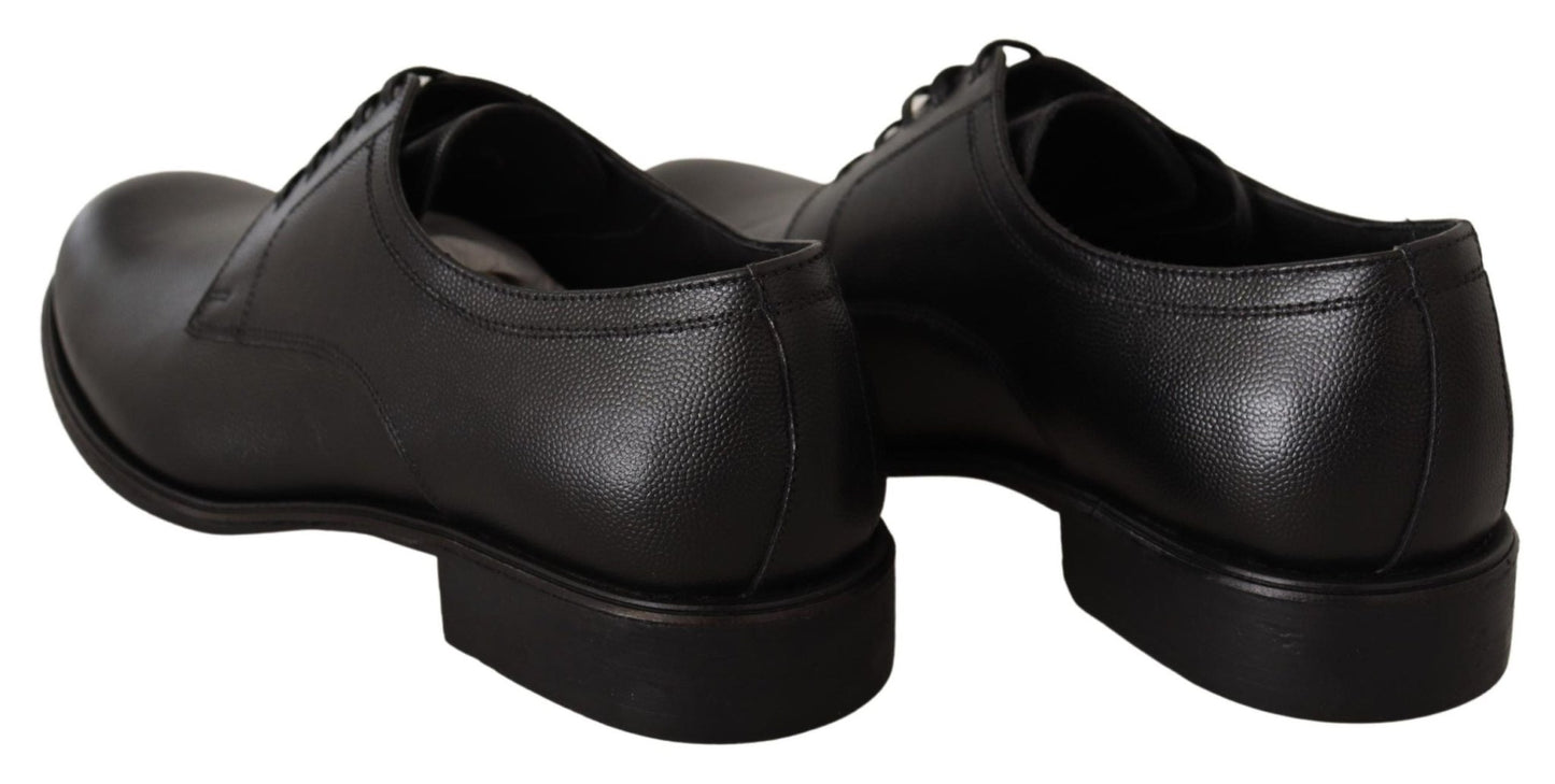 Dolce & Gabbana Black Leather Lace Up Mens Formal Derby Shoes - SMARTMARTNZ