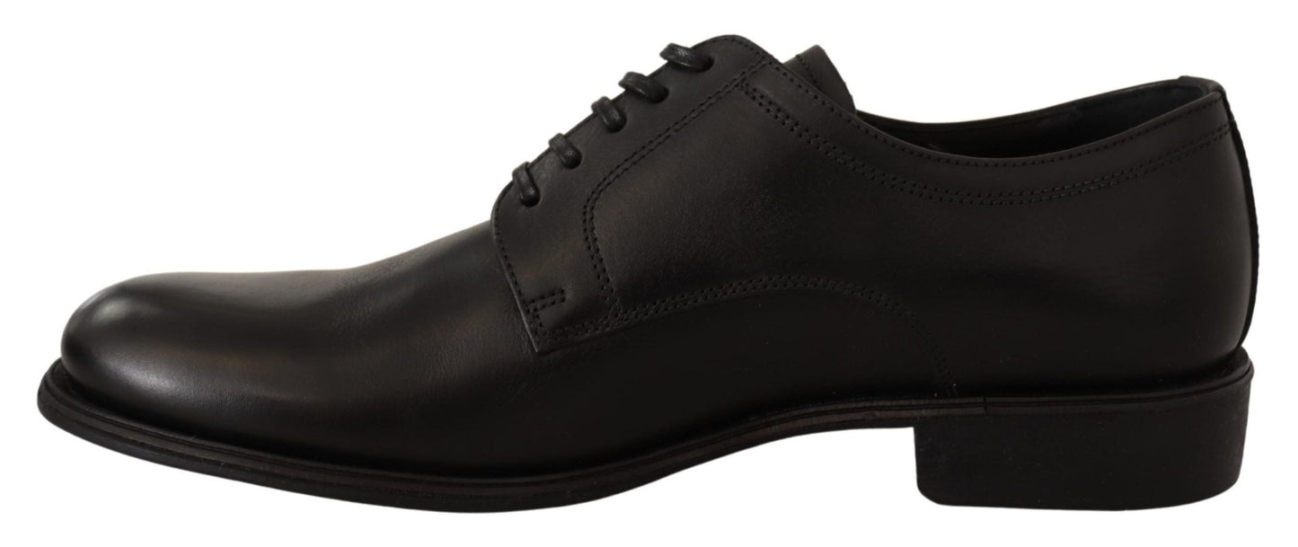 Dolce & Gabbana Black Leather Lace Up Mens Formal Derby Shoes - SMARTMARTNZ