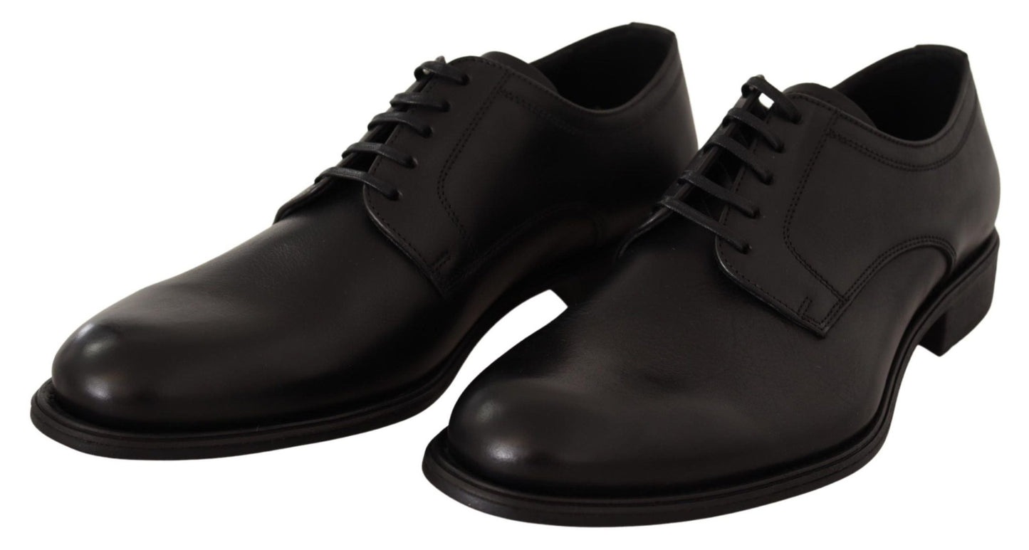 Dolce & Gabbana Black Leather Lace Up Mens Formal Derby Shoes - SMARTMARTNZ