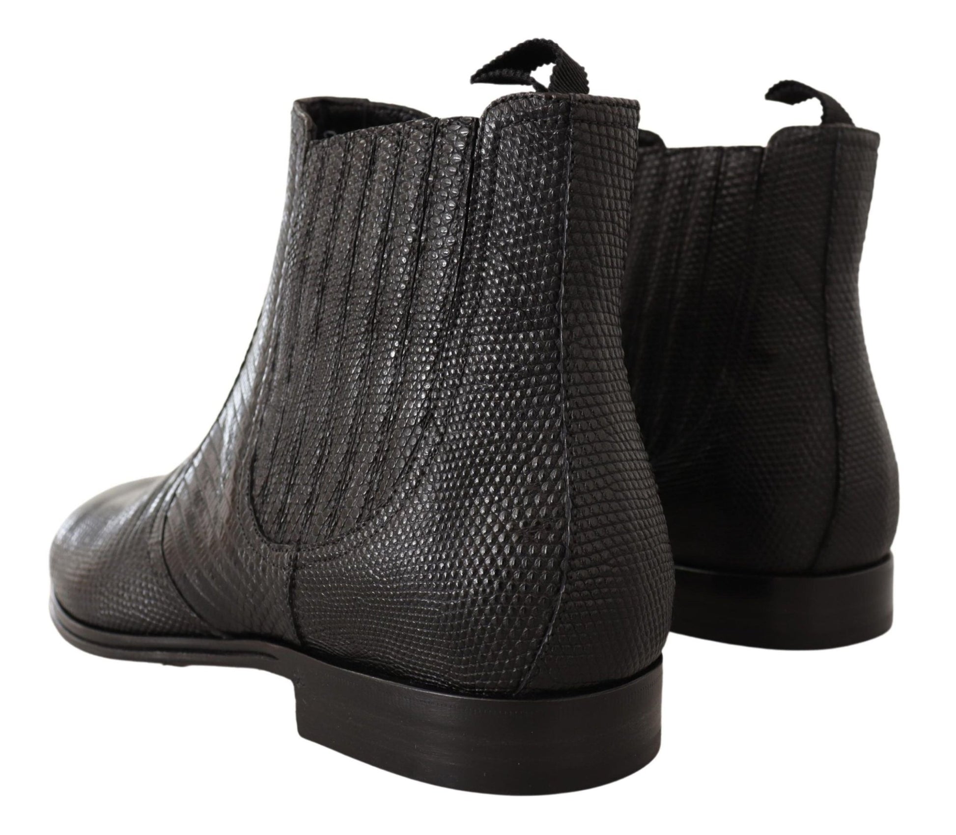 Dolce & Gabbana Black Leather Lizard Skin Ankle Boots - SMARTMARTNZ