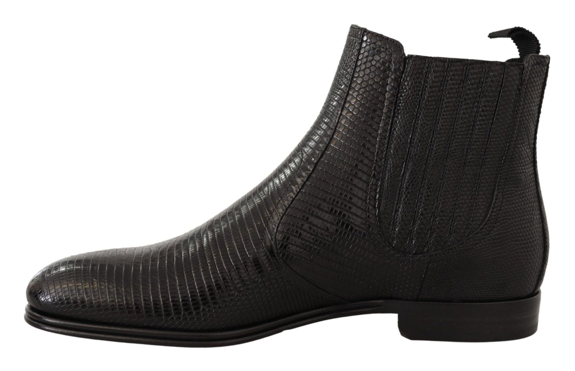 Dolce & Gabbana Black Leather Lizard Skin Ankle Boots - SMARTMARTNZ