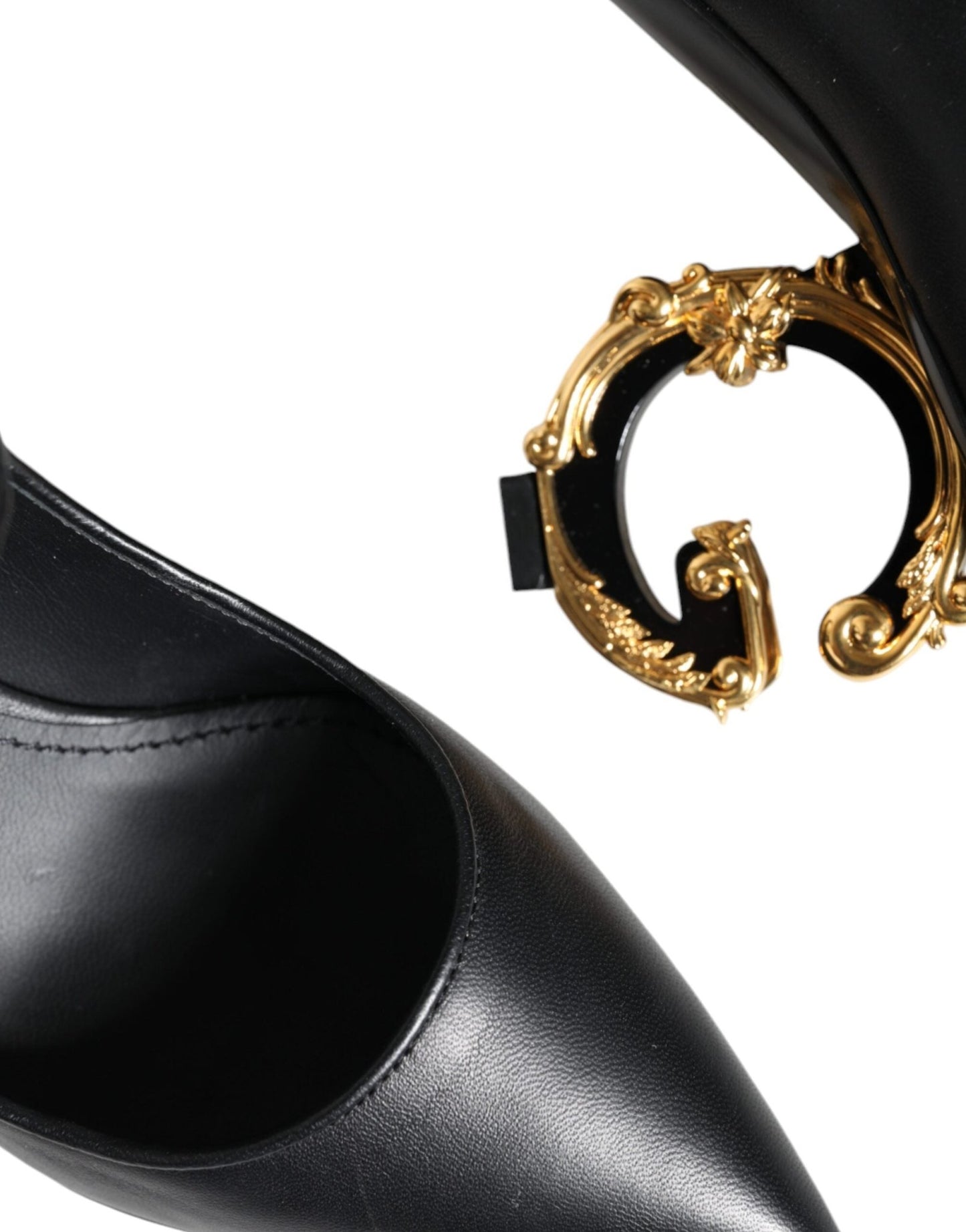 Dolce & Gabbana Black Leather Logo Heels Mary Janes Pumps Shoes - SMARTMARTNZ