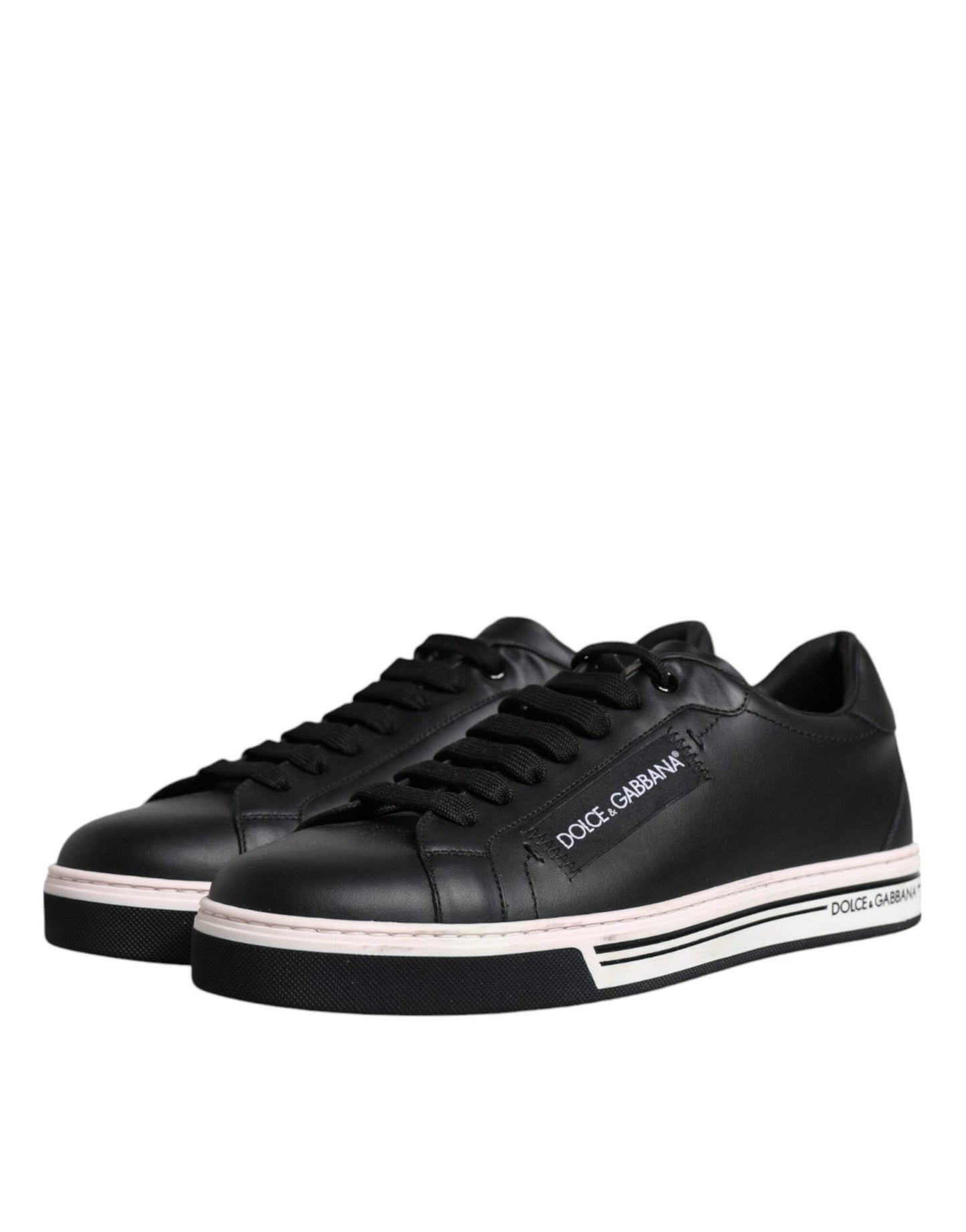 Dolce & Gabbana Black Leather Low Top Men Sneakers Shoes - SMARTMARTNZ
