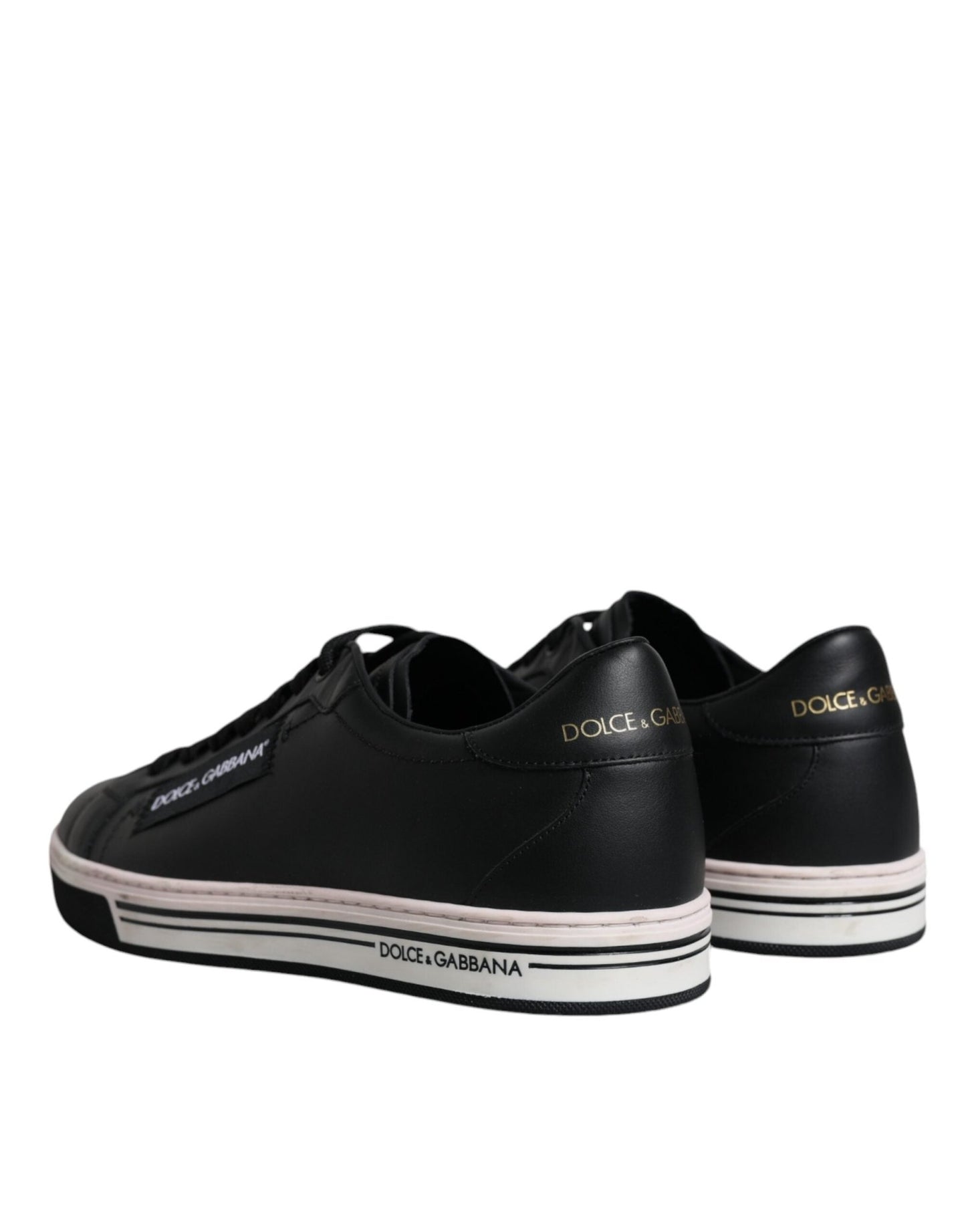 Dolce & Gabbana Black Leather Low Top Men Sneakers Shoes - SMARTMARTNZ