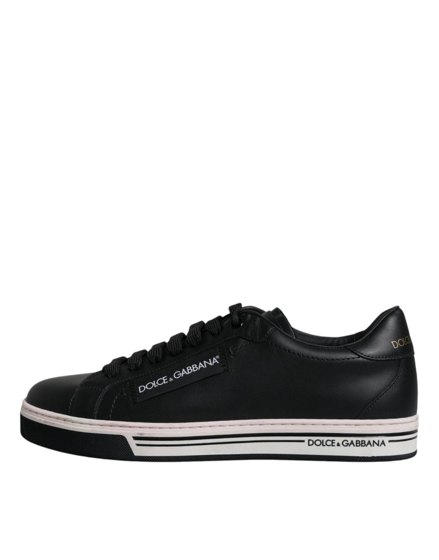 Dolce & Gabbana Black Leather Low Top Men Sneakers Shoes - SMARTMARTNZ