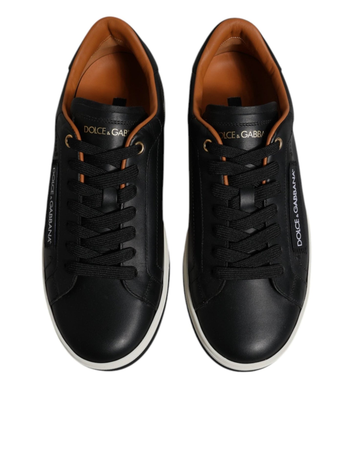 Dolce & Gabbana Black Leather Low Top Men Sneakers Shoes - SMARTMARTNZ