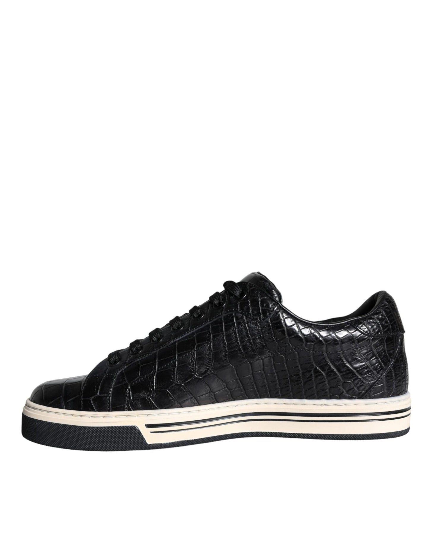 Dolce & Gabbana Black Leather Men Low Top Sneakers Shoes - SMARTMARTNZ