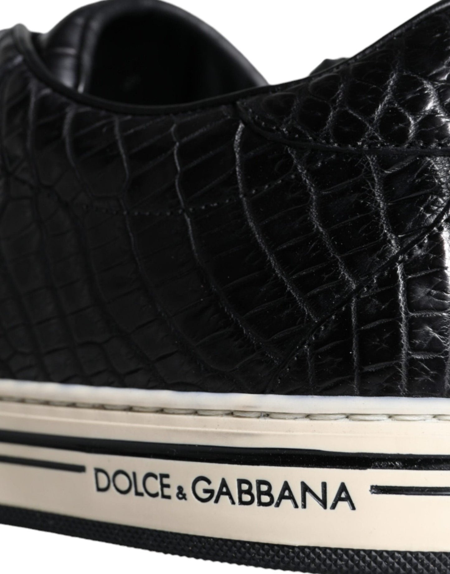 Dolce & Gabbana Black Leather Men Low Top Sneakers Shoes - SMARTMARTNZ
