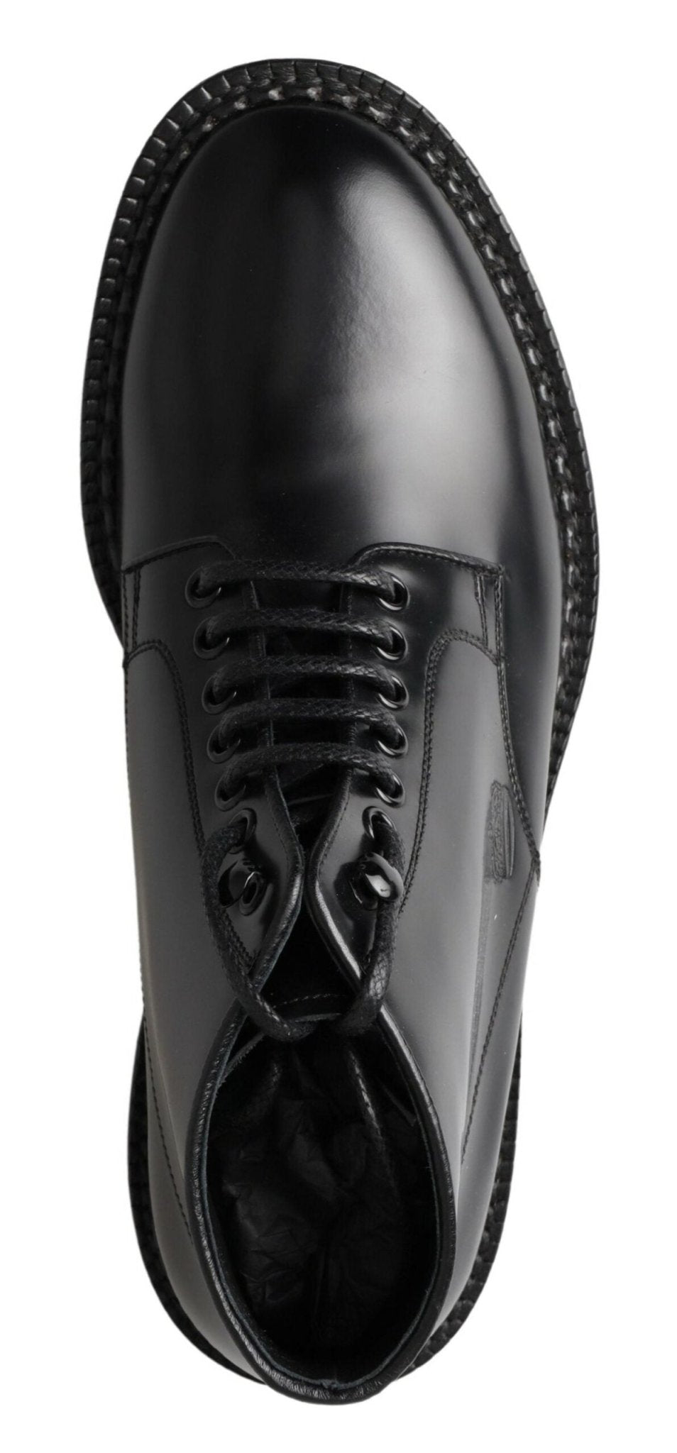 Dolce & Gabbana Black Leather Men Short Boots Lace Up Shoes - SMARTMARTNZ
