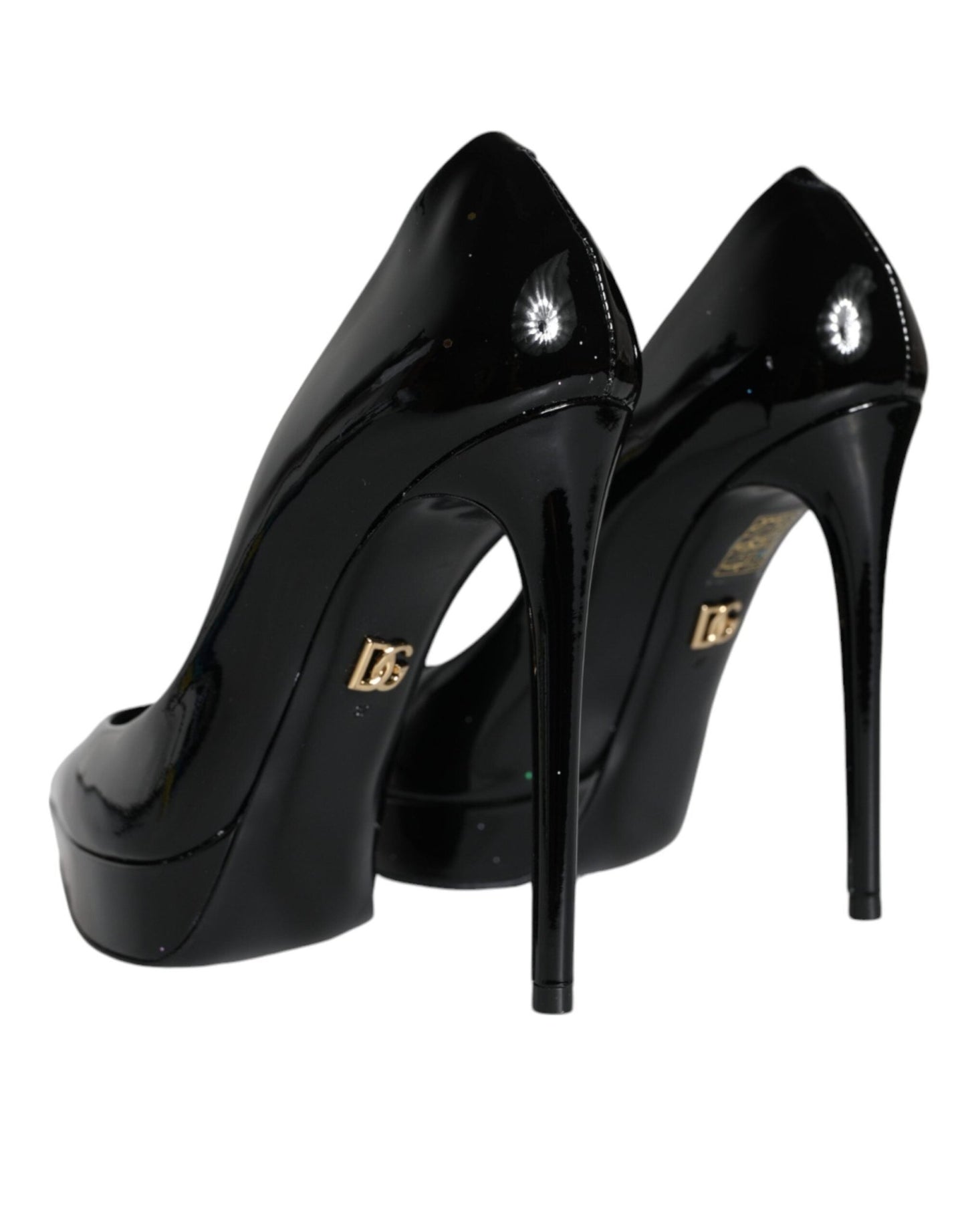 Dolce & Gabbana Black Leather Platform Heels Pumps Shoes - SMARTMARTNZ