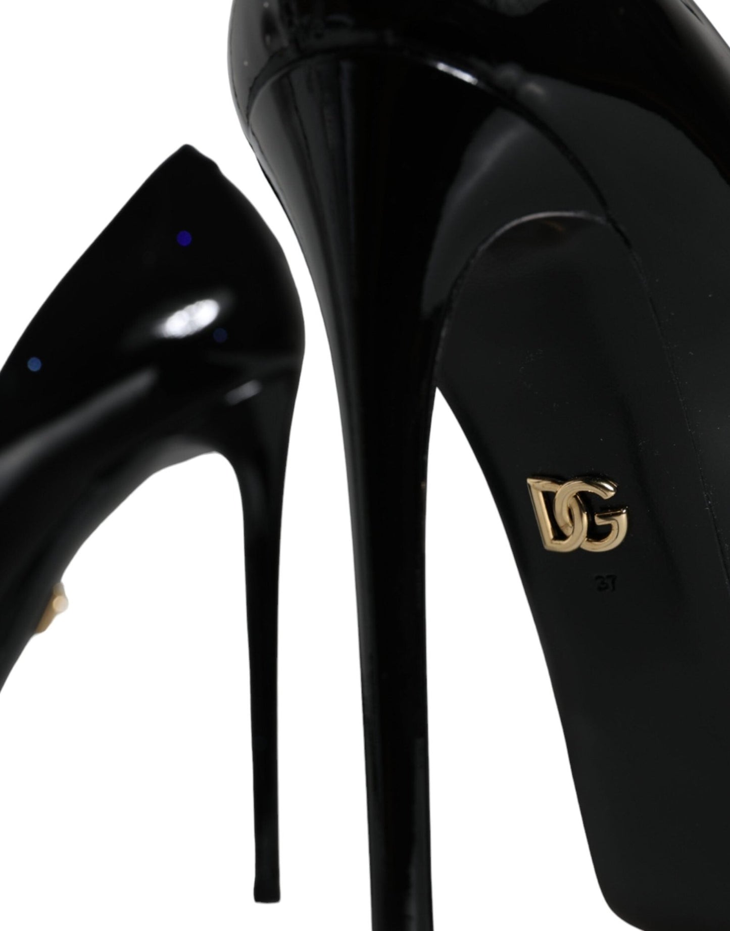 Dolce & Gabbana Black Leather Platform Heels Pumps Shoes - SMARTMARTNZ