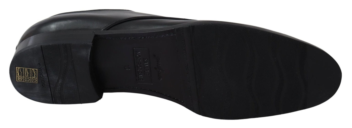 Dolce & Gabbana Black Leather SARTORIA Hand Made Shoes - SMARTMARTNZ