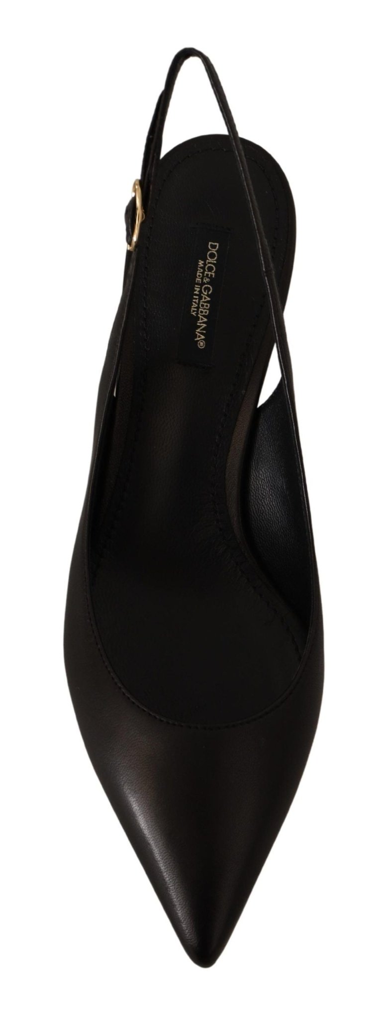Dolce & Gabbana Black Leather Slingbacks Heels Pumps Shoes - SMARTMARTNZ