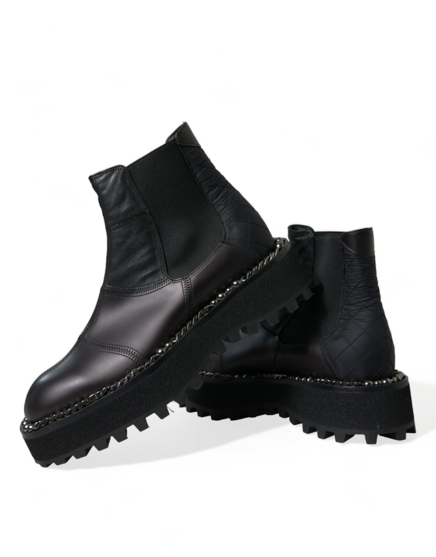 Dolce & Gabbana Black Leather Slip On Stretch Chelsea Boots Shoes - SMARTMARTNZ