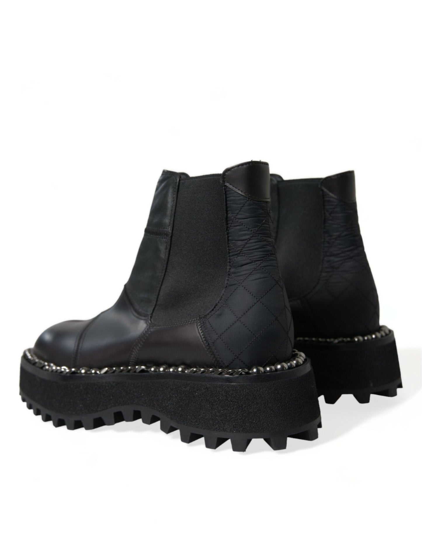 Dolce & Gabbana Black Leather Slip On Stretch Chelsea Boots Shoes - SMARTMARTNZ