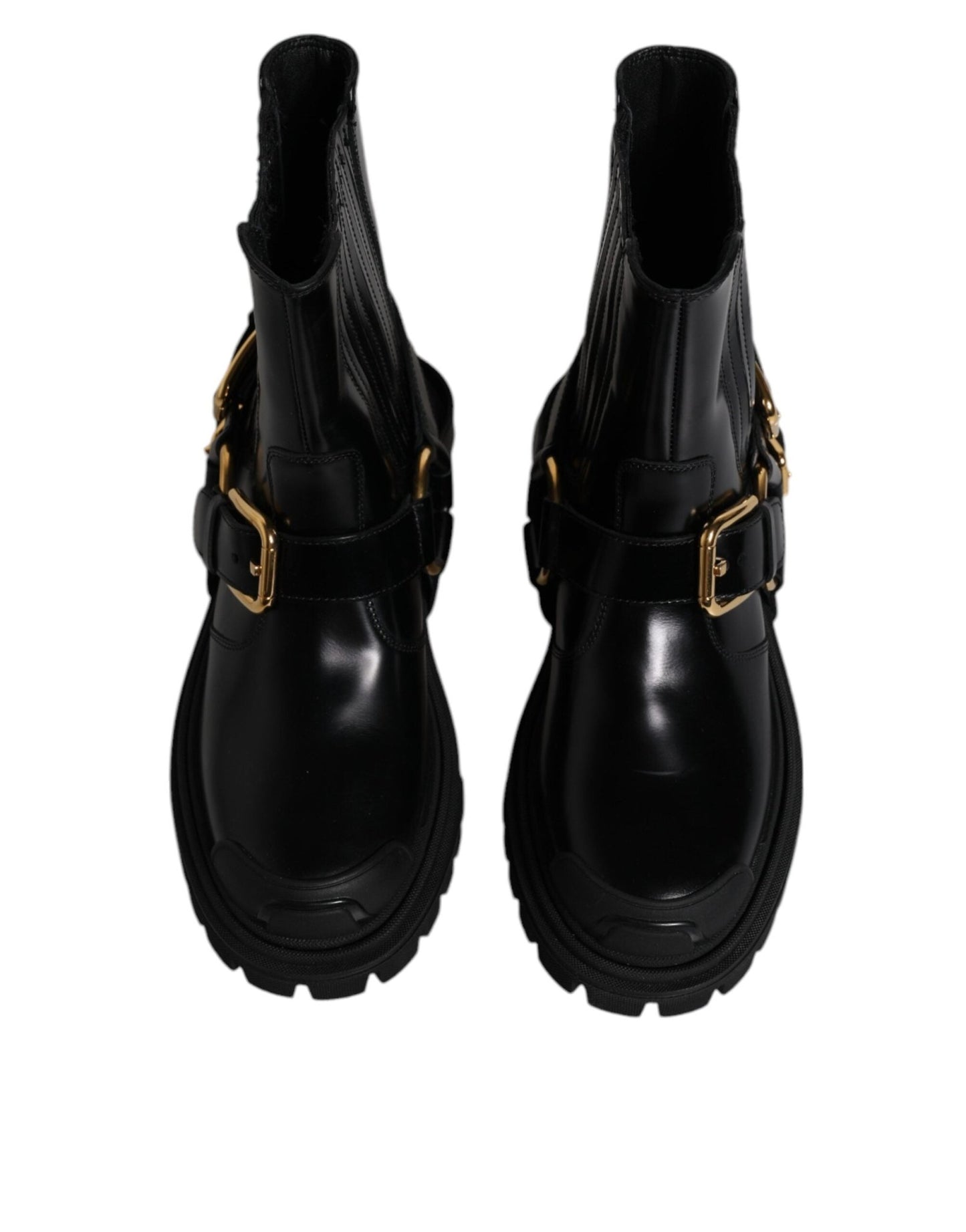 Dolce & Gabbana Black Leather Slip On Stretch Trekking Boots Shoes - SMARTMARTNZ