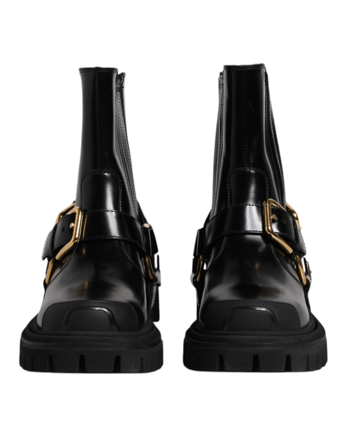 Dolce & Gabbana Black Leather Slip On Stretch Trekking Boots Shoes - SMARTMARTNZ