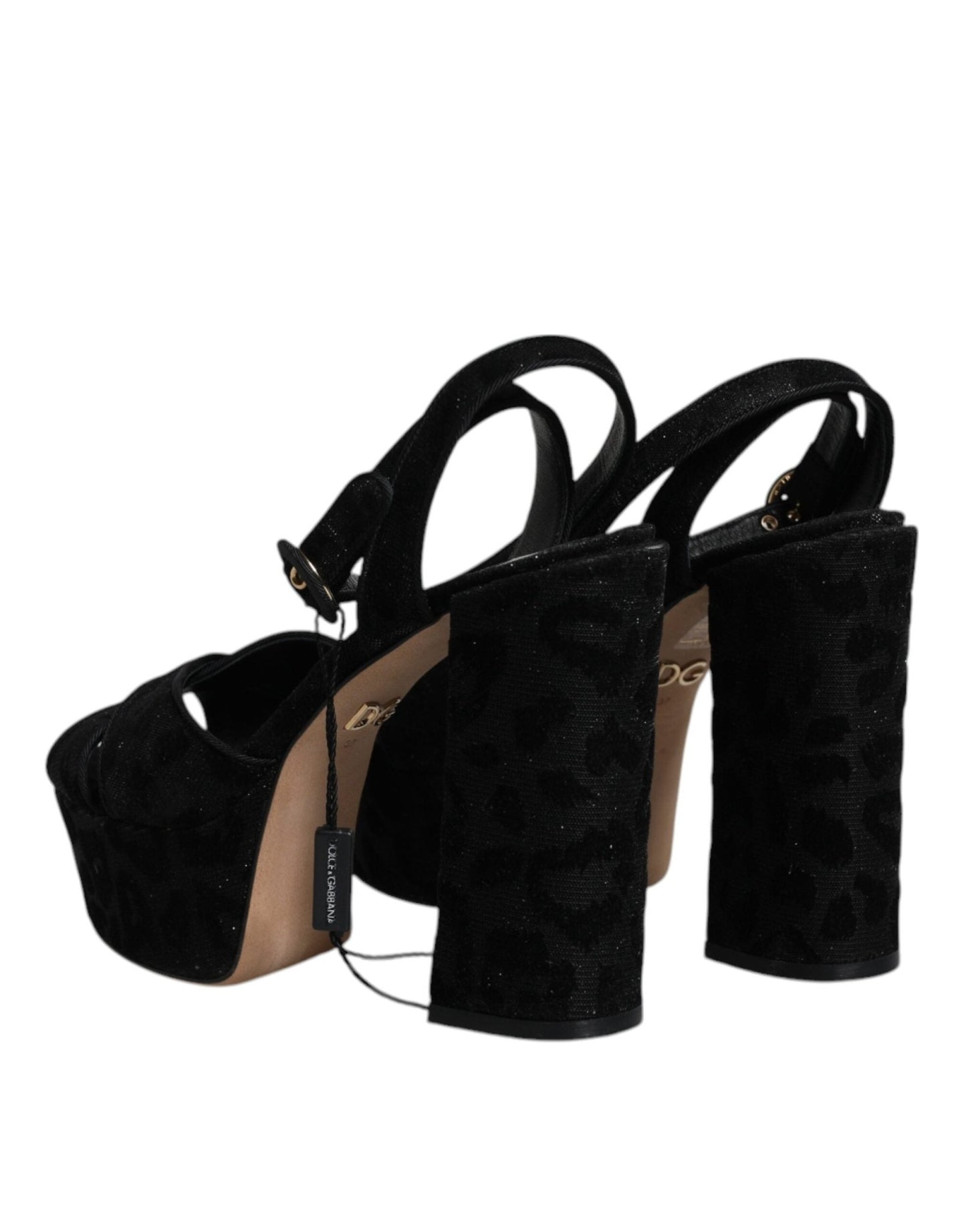 Dolce & Gabbana Black Leopard Platform Heels Sandals Shoes - SMARTMARTNZ