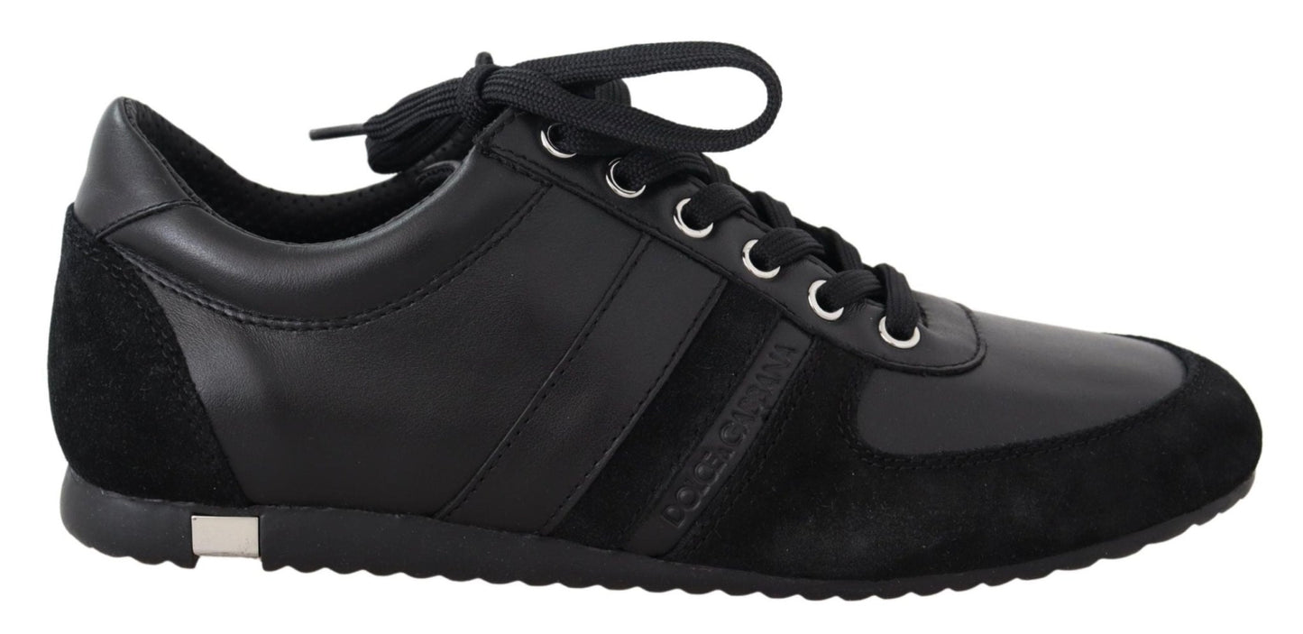 Dolce & Gabbana Black Logo Leather Casual Sneakers Shoes - SMARTMARTNZ